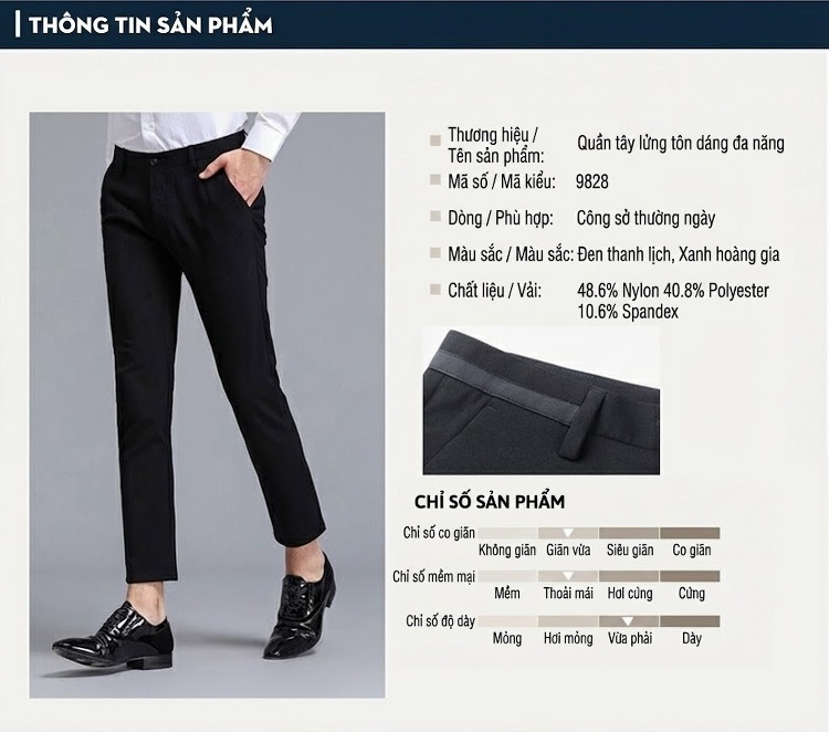Quần Short Nam Ống Đứng Lửng Phong Cách Thể Thao Thoáng Mát Màu Đen, Xanh Navy chi tiết 3