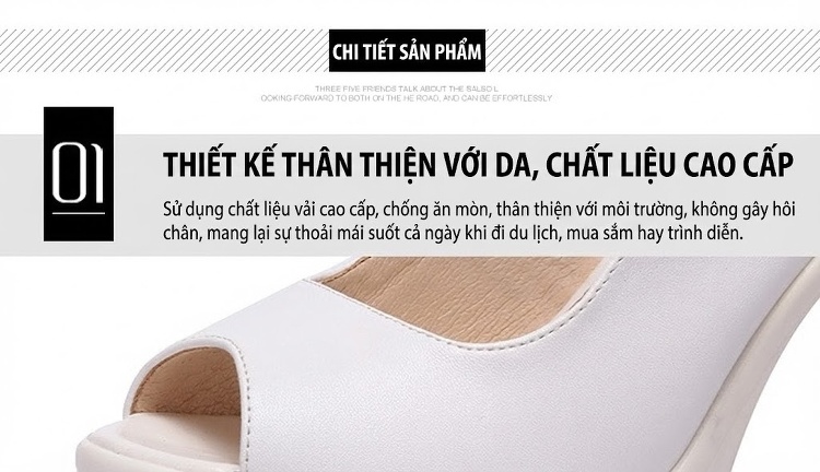 Giày Sandal Cao Gót Nữ Hở Mũi Quai Hậu Đế Xuồng Gót Cao 8cm Da Bóng Màu Trắng, Đen chi tiết 4