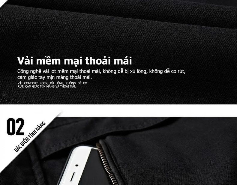 Áo Khoác Gió Nam Cotton Dáng Rộng Có Mũ Trùm Đầu Màu Đen, Xanh Rêu, Be, Nâu chi tiết 5