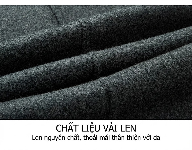 Áo Khoác Dạ Nam Dáng Dài Tay Thủ Công Màu Xám, Đen, Nâu, Xanh Navy chi tiết 18