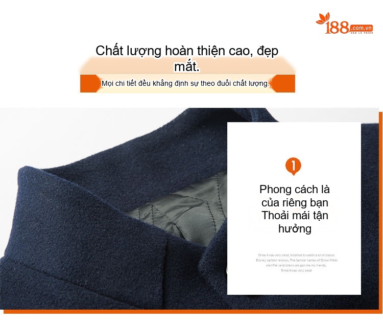 Áo Khoác Dạ Nam Trung Dài Tay Dài Cổ Trụ Dáng Ôm Màu Xanh Navy, Xám chi tiết 7