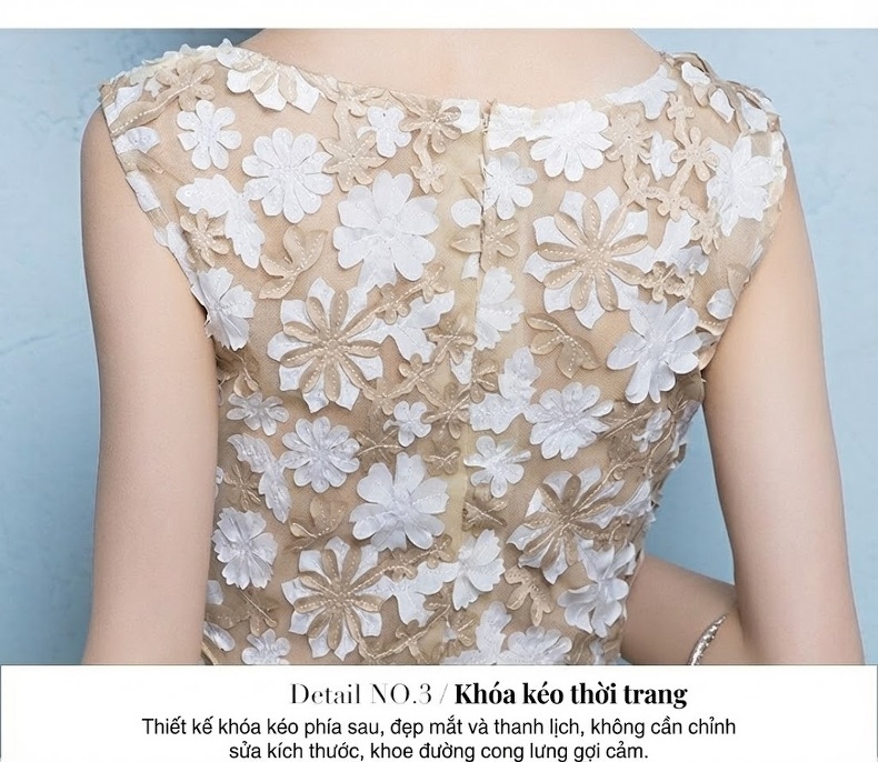 Váy Dạ Hội Ngắn Dáng Ôm Thanh Lịch Dự Tiệc Màu Vàng Kem, Trắng chi tiết 15