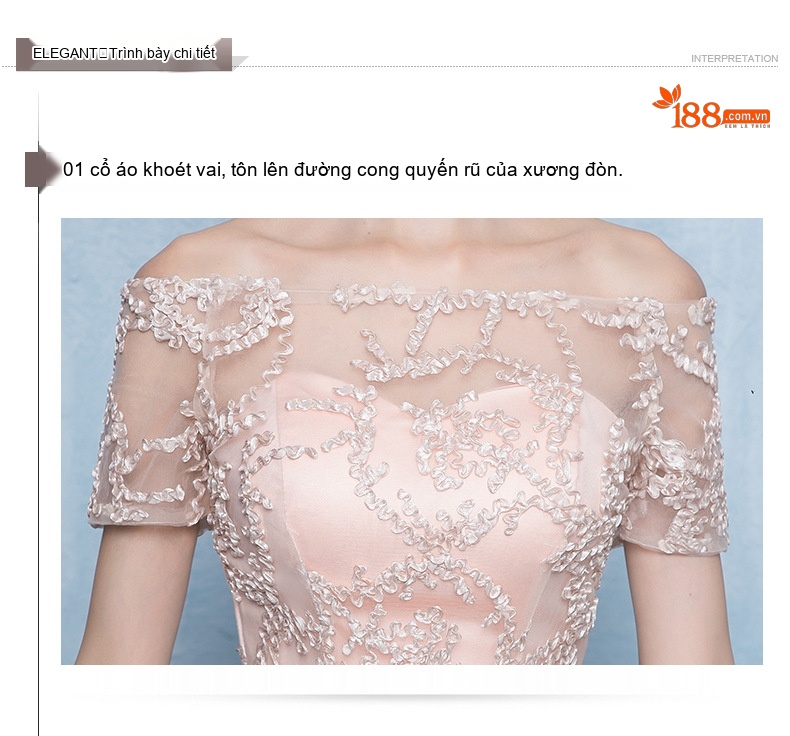 Đầm Dạ Hội Dáng Dài Hở Vai Màu Vàng Champagne, Đỏ, Đen chi tiết 9
