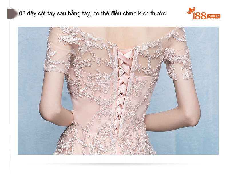 Đầm Dạ Hội Dáng Dài Hở Vai Màu Vàng Champagne, Đỏ, Đen chi tiết 11