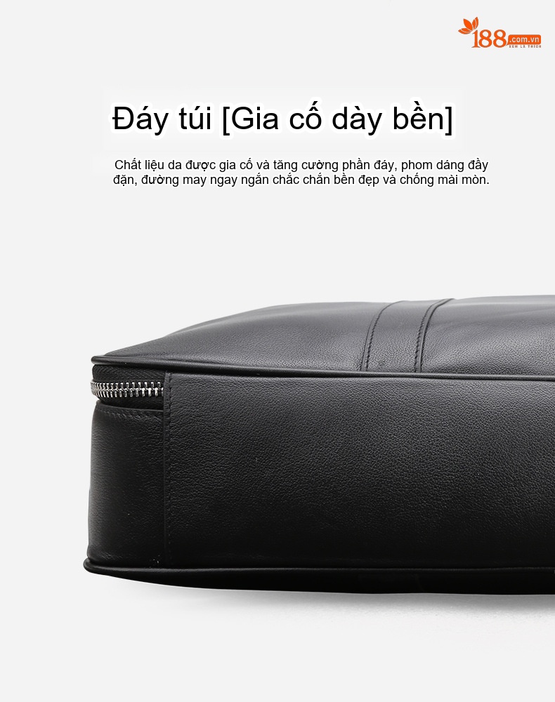 Cặp Túi Công Sở Nam Da Bò Đựng Laptop 14 Inch Đeo Vai Màu Đen chi tiết 13