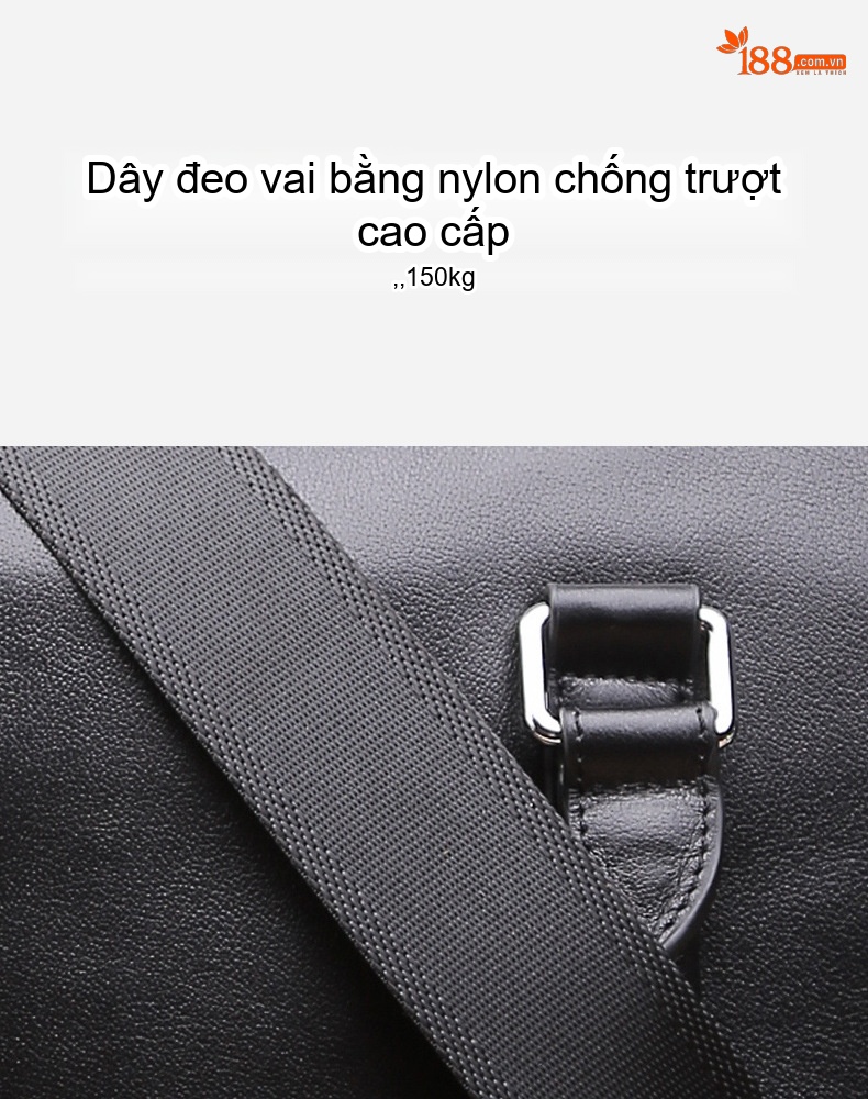 Cặp Túi Công Sở Nam Da Bò Đựng Laptop 14 Inch Đeo Vai Màu Đen chi tiết 16