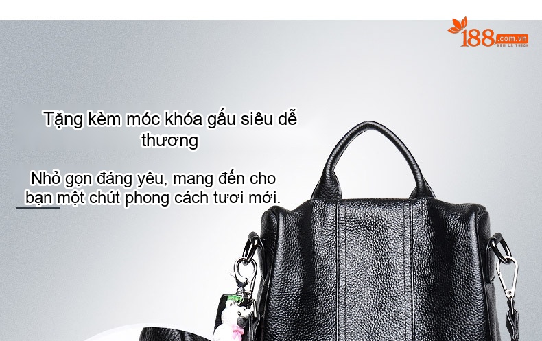 Balo Nữ Da Thật Phong Cách Đường Phố Màu Đen, Nâu, Xanh Navy chi tiết 5