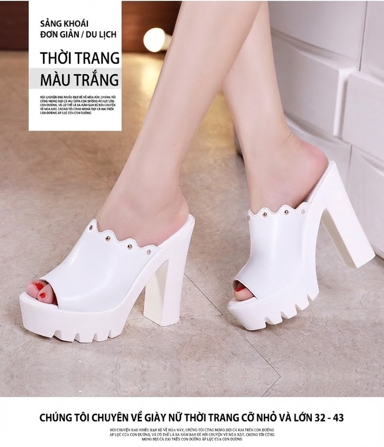 Dép Lười Nữ Hở Mũi Đế Xuồng Chiều Cao Đế Khoảng 8cm Màu Đỏ, Đen, Trắng chi tiết 9