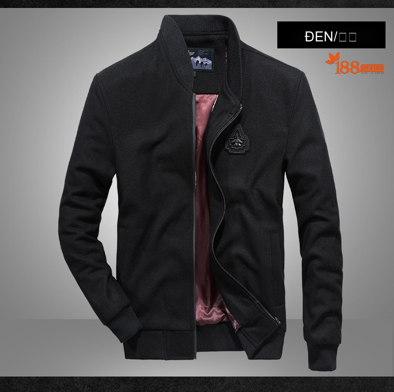 Áo Khoác Bomber Nam Vải Nỉ Dáng Rộng Màu Đen chi tiết 10