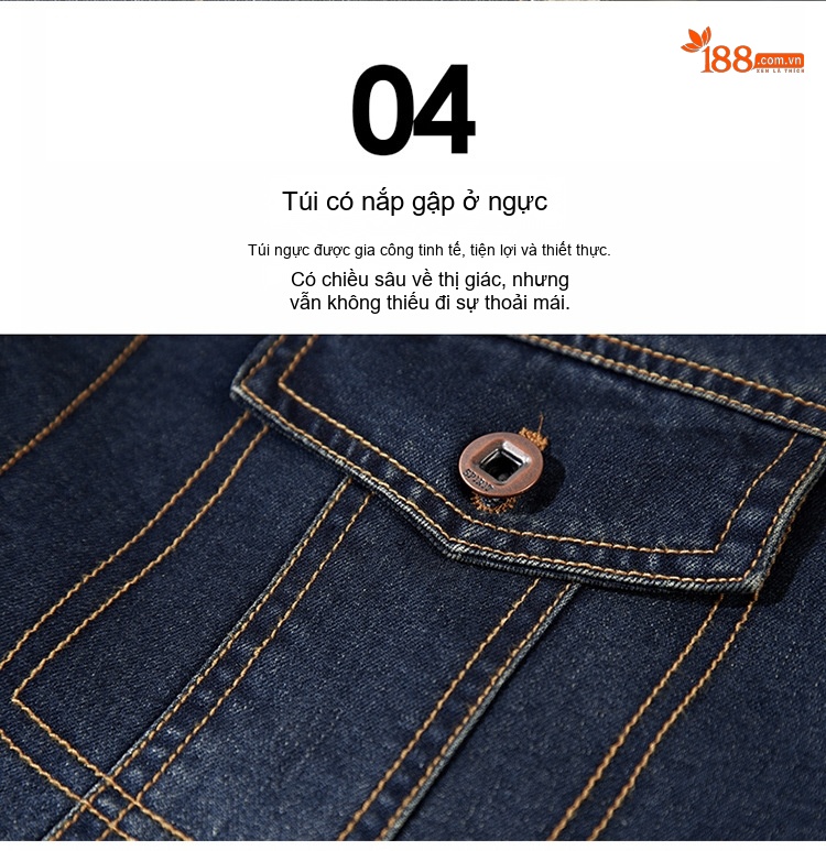 Áo Khoác Jean Nam Lót Lông Cừu Non Dày Dặn Màu Xanh Jean chi tiết 5