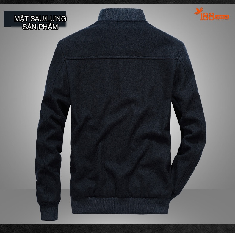 Áo Khoác Bomber Nam Vải Nỉ Dáng Rộng Màu Đen chi tiết 9
