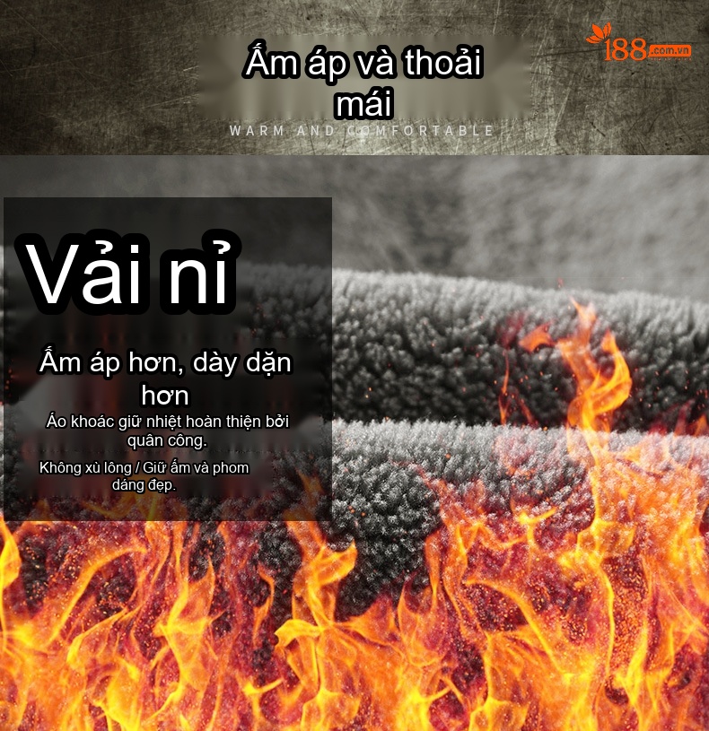 Áo Khoác Bông Nam Lót Lông Cổ Bẻ Phong Cách Quân Đội Âu Mỹ Thời Trang Thu Đông Màu Xanh Olive, Kem, Xanh Navy chi tiết 2