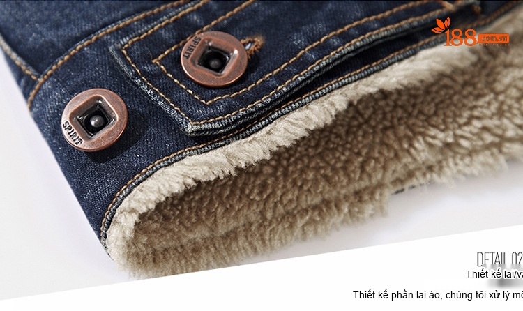 Áo Khoác Jean Nam Lót Lông Cừu Non Dày Dặn Màu Xanh Jean chi tiết 8