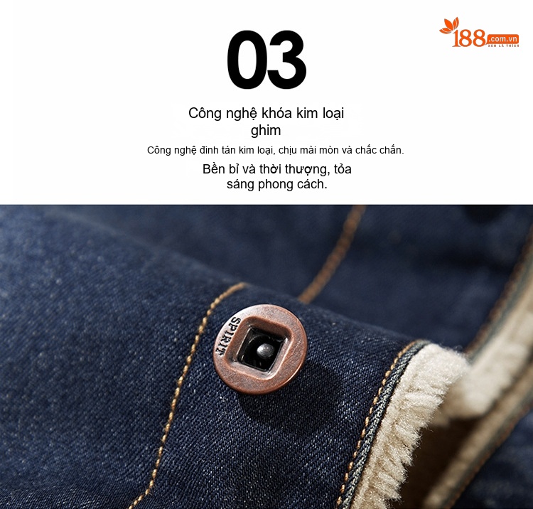 Áo Khoác Jean Nam Lót Lông Cừu Non Dày Dặn Màu Xanh Jean chi tiết 4
