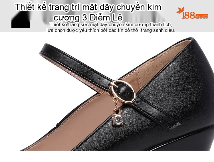 Giày Cao Gót Nữ Mũi Nhọn Quai Ngang Da Bóng Chiều Cao Đế Khoảng 6cm Màu Đen, Đỏ, Trắng, Bạc chi tiết 6