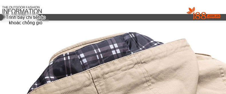 Áo Khoác Kaki Nam Có Mũ Trùm Đầu Cotton Dáng Ôm Màu Xanh Olive, Be, Nâu, Đen chi tiết 22