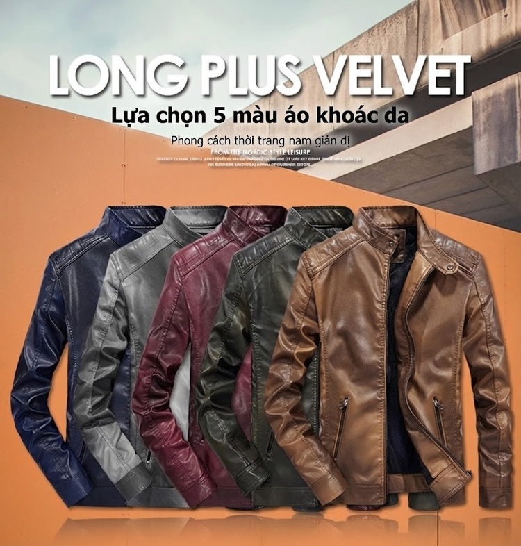 Áo khoác da nam biker da bóng lót lông chi tiết 3