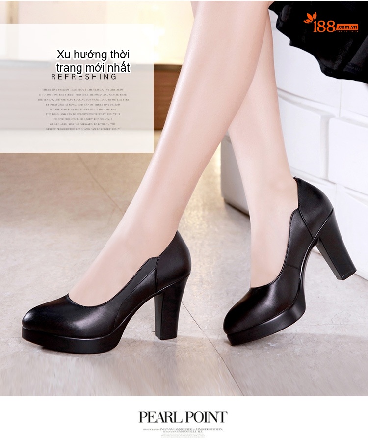 Giày Cao Gót Nữ Da Bóng Chiều Cao Đế Khoảng 7cm Màu Đen chi tiết 10