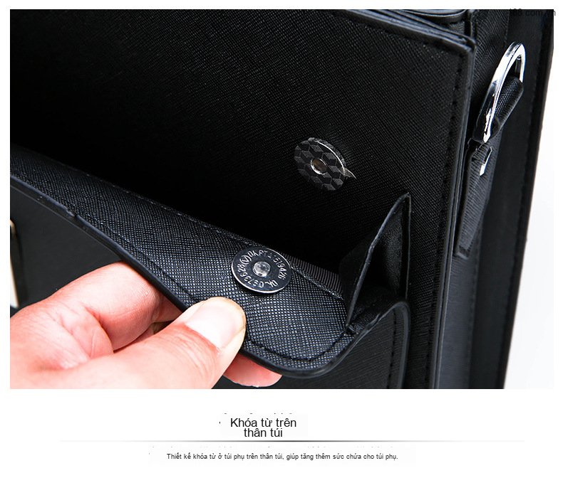 Túi Xách Tay Nam Công Sở Khóa Số Đeo Vai Đựng Laptop Màu Đen chi tiết 32