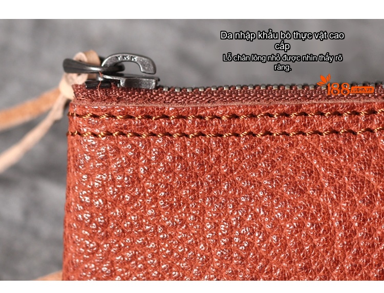 Ví Đựng Thẻ Da Bò Mini Có Khóa Kéo Cầm Tay Vintage Màu Nâu, Đen, Xanh Lá chi tiết 14