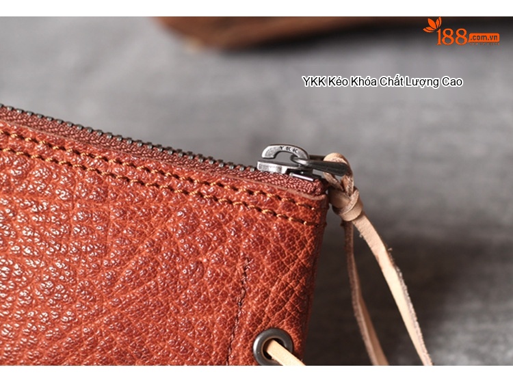 Ví Đựng Thẻ Da Bò Mini Có Khóa Kéo Cầm Tay Vintage Màu Nâu, Đen, Xanh Lá chi tiết 13