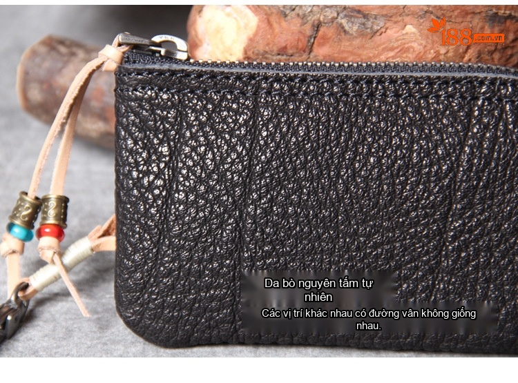 Ví Đựng Thẻ Da Bò Mini Có Khóa Kéo Cầm Tay Vintage Màu Nâu, Đen, Xanh Lá chi tiết 32