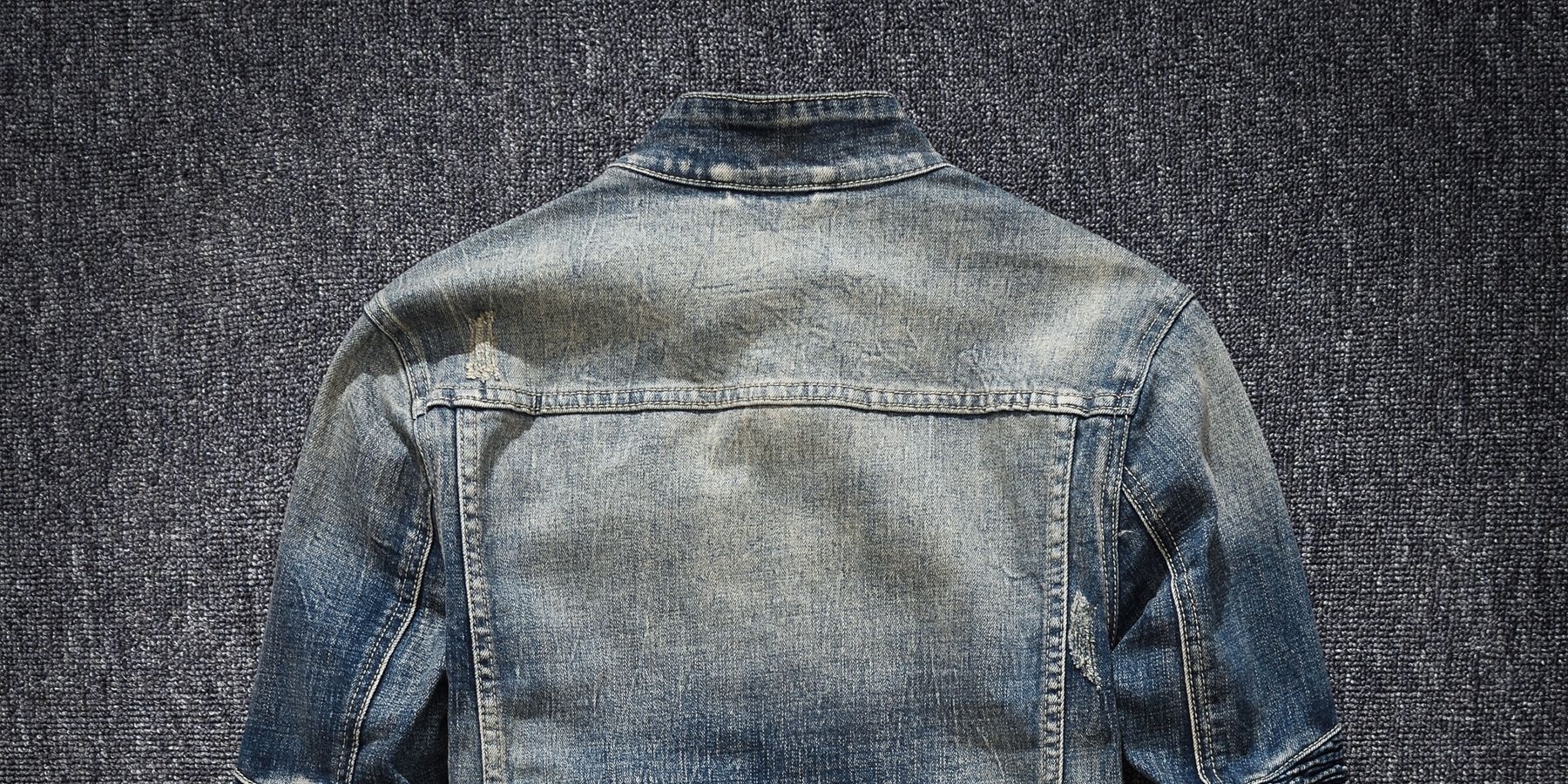 Áo Khoác Jean Nam Cổ Trụ Khóa Kéo Phong Cách Harley Davidson Màu Xanh Jean chi tiết 3