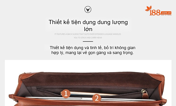 Cặp Công Sở Nam Da Thật Phong Cách Anh Túi Đựng Laptop Da Bò Sáp Màu Nâu chi tiết 10