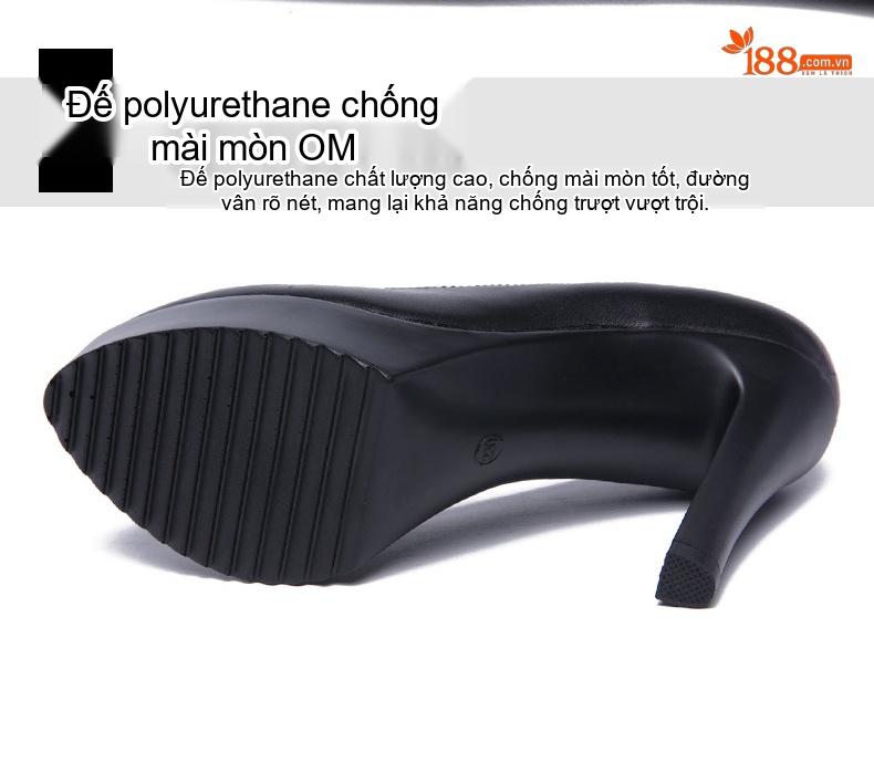 Giày Cao Gót Nữ Mũi Nhọn Chiều Cao Đế 11cm Da Bóng Màu Đen, Trắng, Đỏ chi tiết 8
