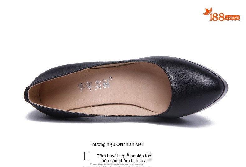 Giày Cao Gót Nữ Mũi Nhọn Chiều Cao Đế 11cm Da Bóng Màu Đen, Trắng, Đỏ chi tiết 17