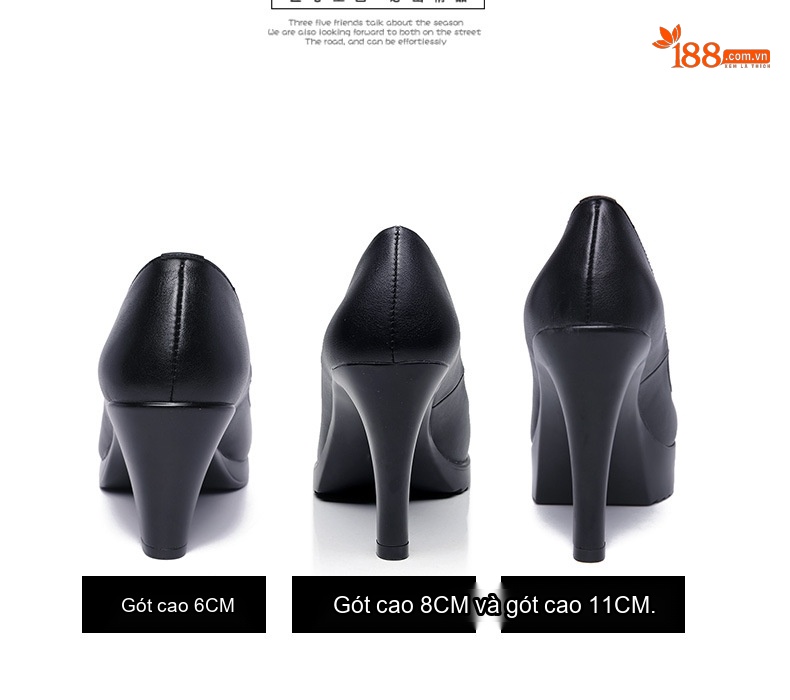 Giày Cao Gót Nữ Mũi Nhọn Chiều Cao Đế 11cm Da Bóng Màu Đen, Trắng, Đỏ chi tiết 22