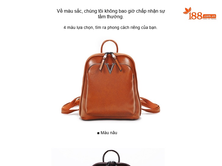 Balo Nữ Da Thật Phom Vuông Nhỏ Gọn Phong Cách Đường Phố Màu Nâu, Đỏ, Đen chi tiết 5