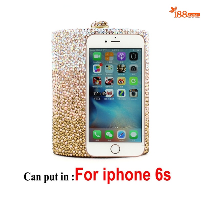 Túi Xách Nữ Đính Đá Pha Lê Hình Bình Rượu Thủ Công Màu Vàng, Trắng, Hồng, Tím... chi tiết 38
