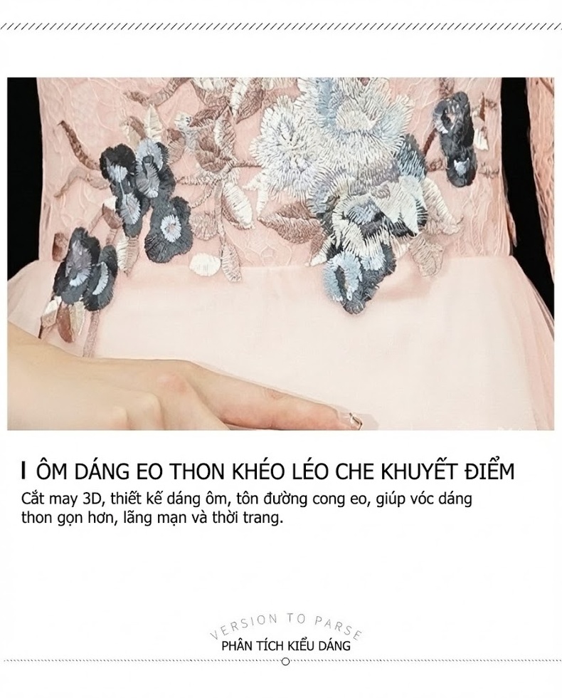 Váy Dạ Hội Cổ Tàu dáng chữ A Thêu Hoa Thanh Lịch chi tiết 4