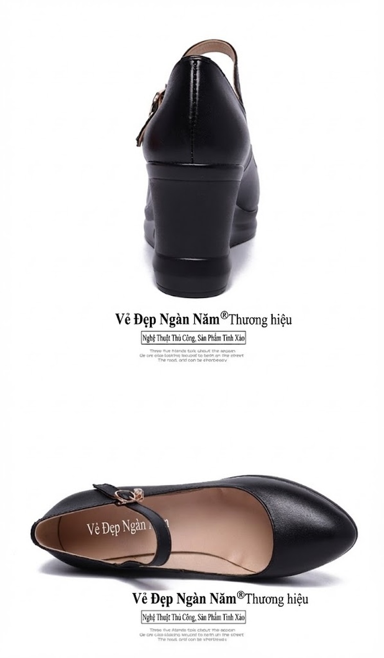 Giày Búp Bê Nữ Mũi Nhọn Đế Xuồng Chiều Cao Đế Khoảng 6cm Màu Đen, Trắng, Đỏ chi tiết 13