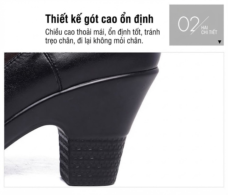 Giày Cao Gót Nữ Quai Ngang Da Bóng Chiều Cao Đế Khoảng 6cm Màu Đen, Bạc, Đỏ chi tiết 5