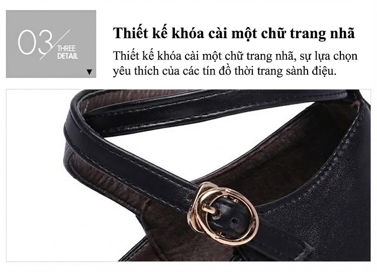 Giày Cao Gót Nữ Quai Ngang Da Bóng Chiều Cao Đế Khoảng 6cm Màu Đen, Bạc, Đỏ chi tiết 6