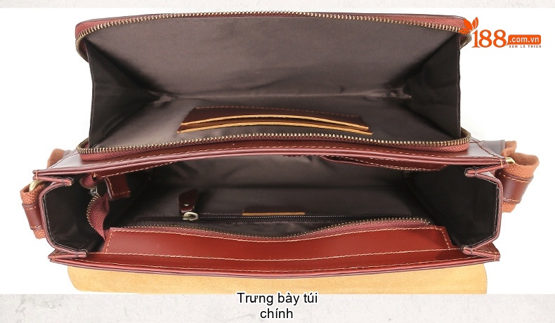 Túi Đeo Chéo Nam Da Thật Phong Cách Anh Quốc Cổ Điển 2 Trong 1 Màu Nâu Đỏ, Đen chi tiết 11