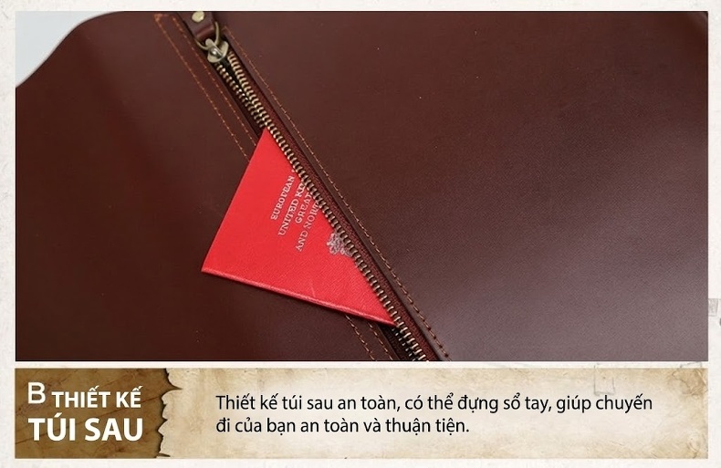 Túi Đeo Chéo Nam Da Thật Phong Cách Anh Quốc Cổ Điển 2 Trong 1 Màu Nâu Đỏ, Đen chi tiết 24