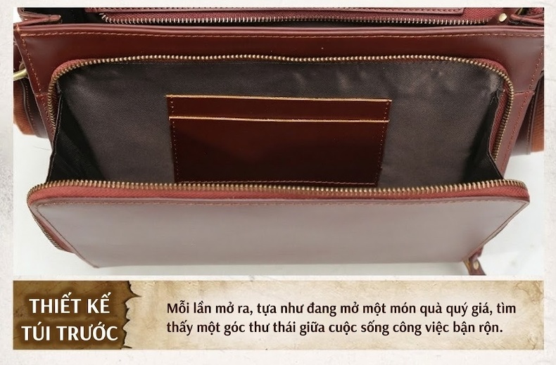 Túi Đeo Chéo Nam Da Thật Phong Cách Anh Quốc Cổ Điển 2 Trong 1 Màu Nâu Đỏ, Đen chi tiết 23