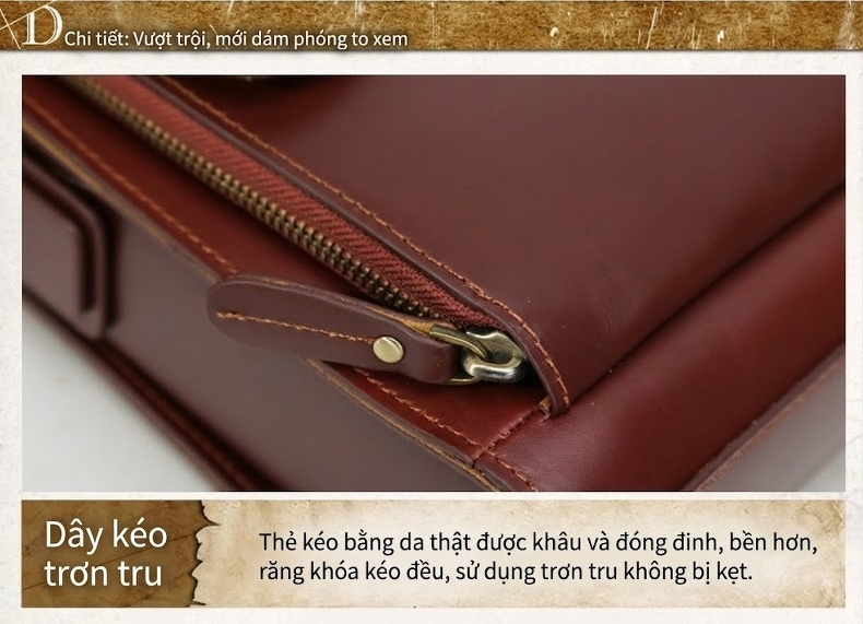 Túi Đeo Chéo Nam Da Thật Phong Cách Anh Quốc Cổ Điển 2 Trong 1 Màu Nâu Đỏ, Đen chi tiết 21