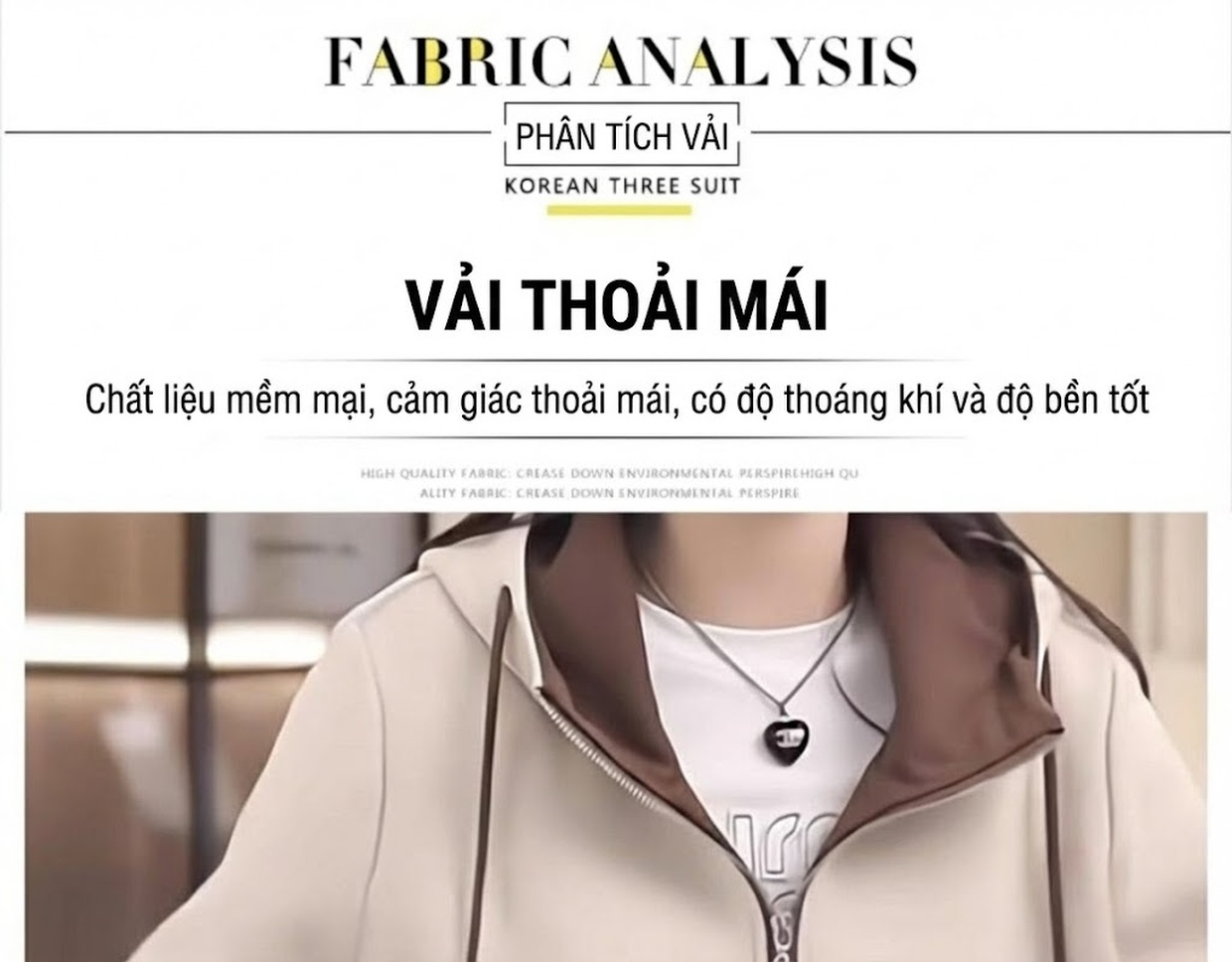Bộ Đồ Thể Thao Nữ Áo Khoác Có Mũ Quần Ống Rộng Phong Cách Casual Màu Be chi tiết 3