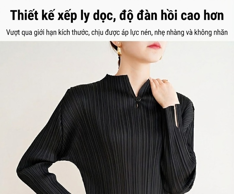 Áo Thun Nữ Dài Tay Thiết Kế V Cổ Phong Cách Tối Giản chi tiết 2