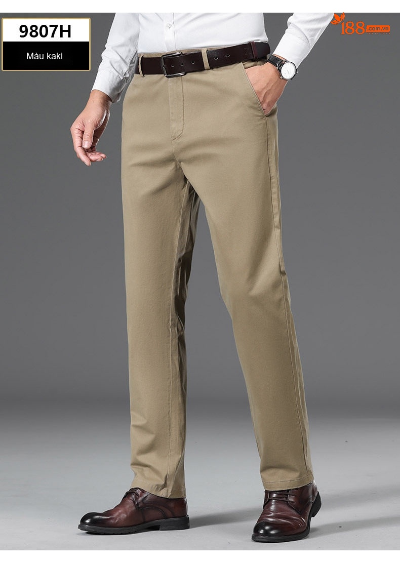 Quần Dài Nam Cotton Ống Suông Rộng Thoải Mái Màu Đen, Xám, Xanh Navy, Nâu chi tiết 19