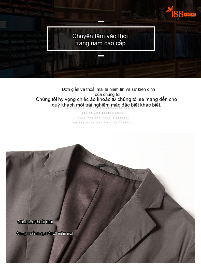 Áo Blazer Nam Mỏng Nhẹ Phong Cách Casual Màu Xám, Đen chi tiết 5