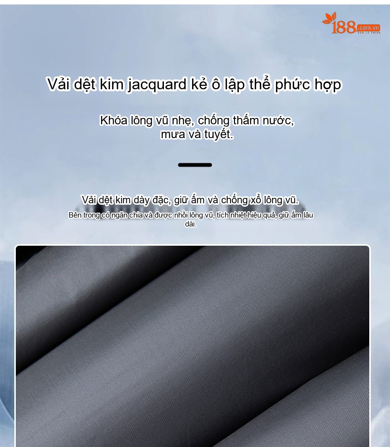 Áo phao lông vũ nam nữ có mũ trùm đầu giữ nhiệt chi tiết 2