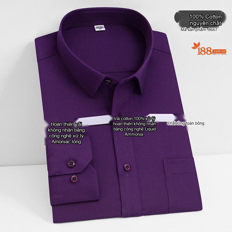 Áo Sơ Mi Dài Tay Nam Cotton Cao Cấp Chống Nhăn Màu Trắng, Xanh Dương, Đen, Đỏ...