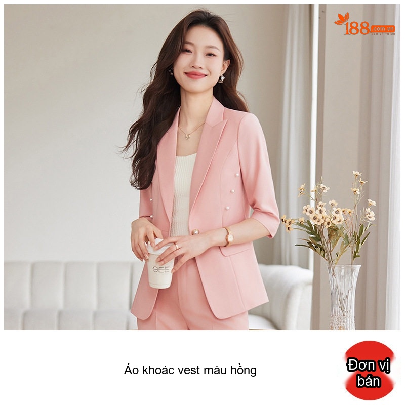Áo Vest Công Sở Tay Lỡ Phong Cách Hàn Quốc Màu Hồng, Vàng, Trắng