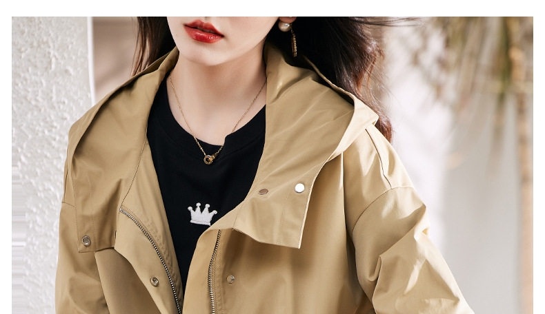 Áo Khoác Lửng Nữ Thiết Kế Thời Trang Dáng Ôm Có Mũ Trùm Đầu Màu Be chi tiết 24