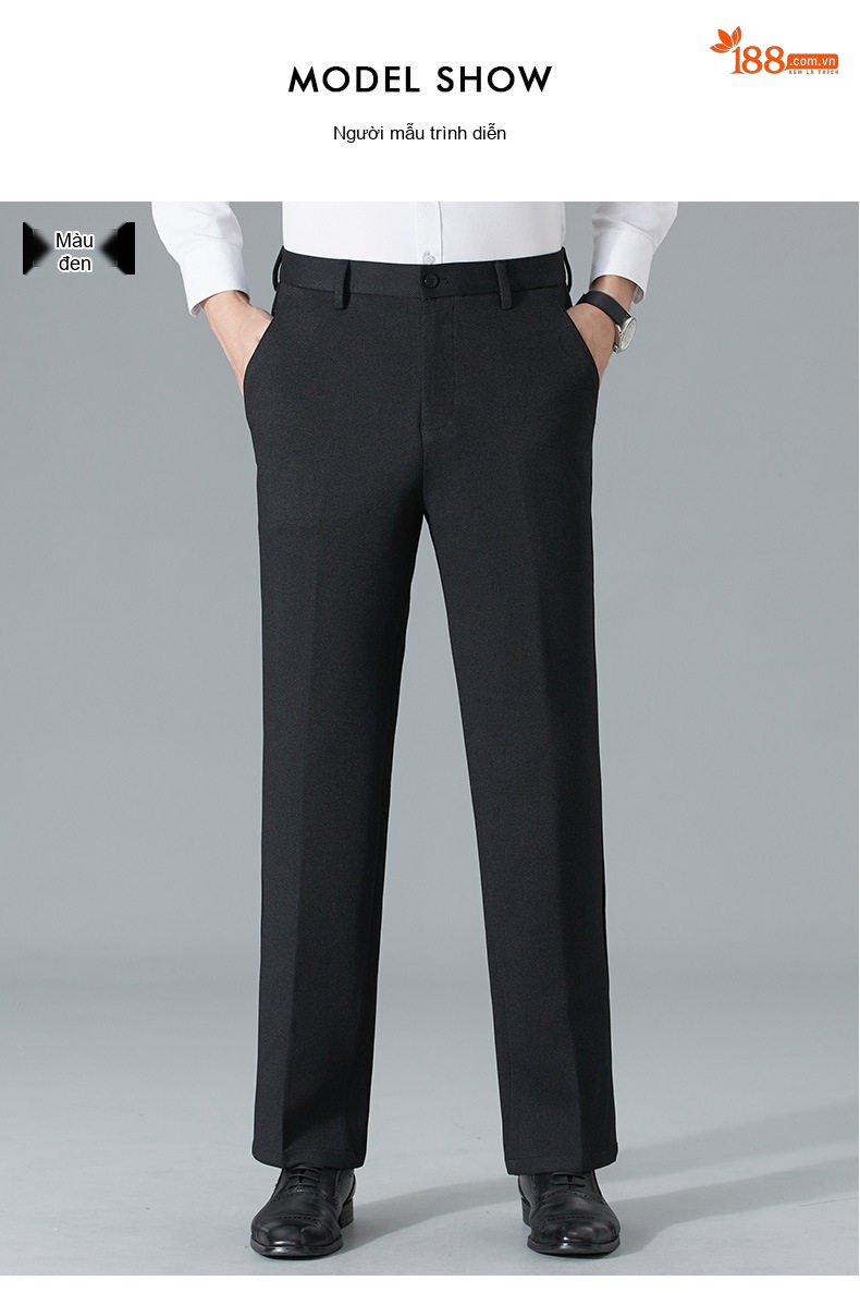 Quần Âu Nam Wool Dáng Suông Chống Nhăn Không Cần Là Màu Đen, Xanh Navy chi tiết 9
